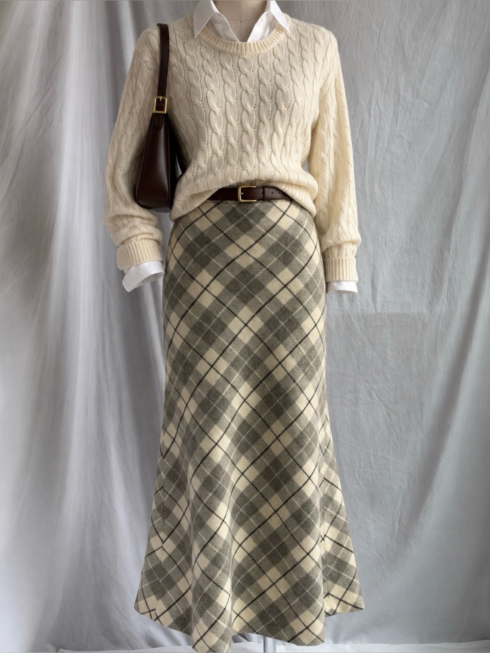Vintage 90s RALPH Ralph Lauren Tartan Label Plaid Bias Cut A-Line Skirt | Size 8